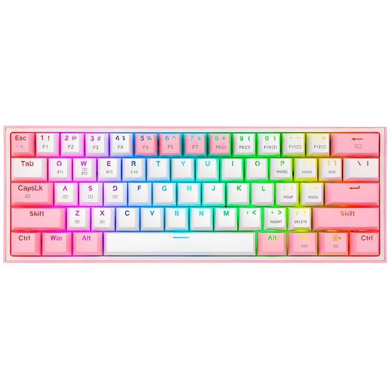 REDRAGON - Teclado Gamer Redragon Fizz K617 RGB Switches Rojos Blanco Rosa