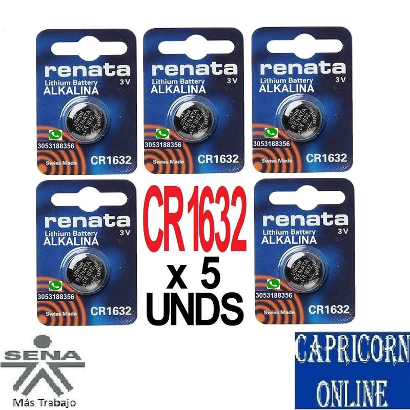 GENERICO - 5 Baterías Pilas CR1632