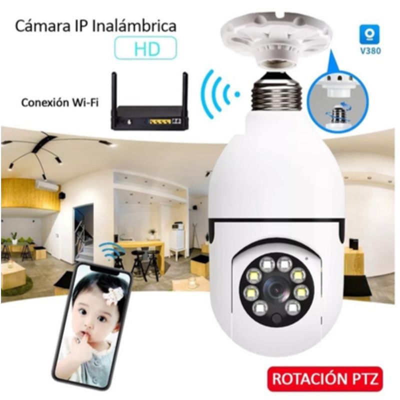 SHEN HUANG - Cámara Bombillo De Seguridad 360° Giratoria Visión Nocturna