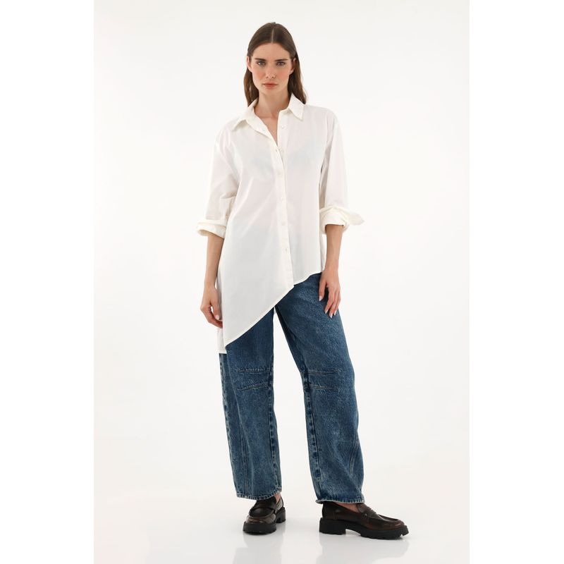 TENNIS - Camisa crudo cuello clásico en algodón 100% para mujer