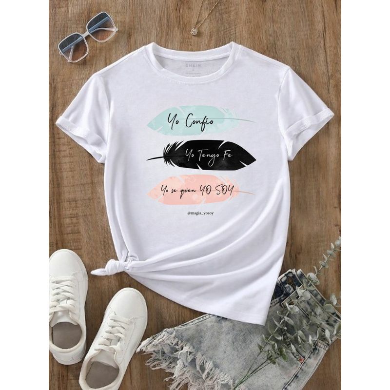 ISMI - Camiseta Mujer Cristiana Manga Corta Fe En Dios