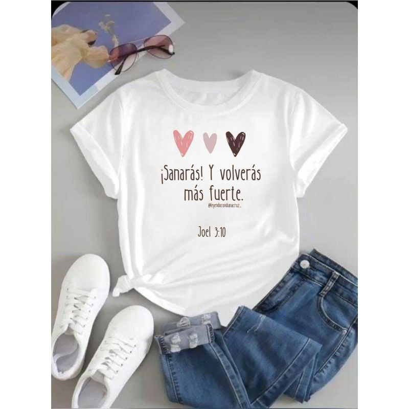 ISMI - Camiseta Mujer Cristiana Manga Corta Fe En Dios