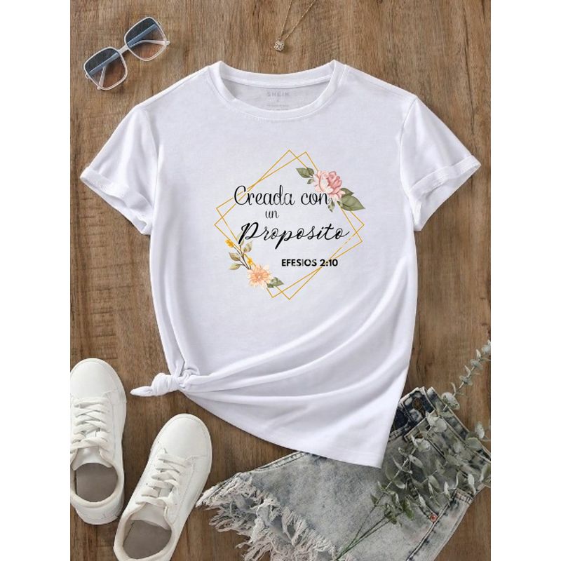 ISMI - Camiseta Mujer Cristiana Manga Corta Ismi