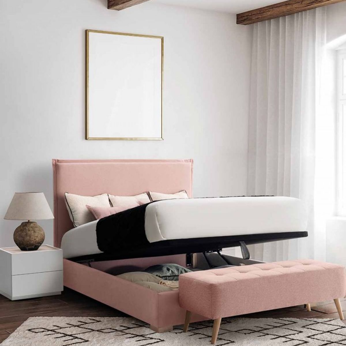 PLUMA HOME - Cama Baul Ingravity + Colchón Ortopedico  120 x 190 cm + 2 Alm + Protect