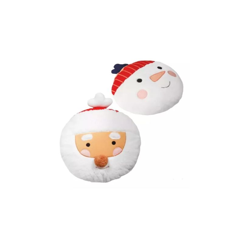 GENERICO - Cojín Navideño 2 Caras Papa Noel Y Muñeco Nieve Bordado