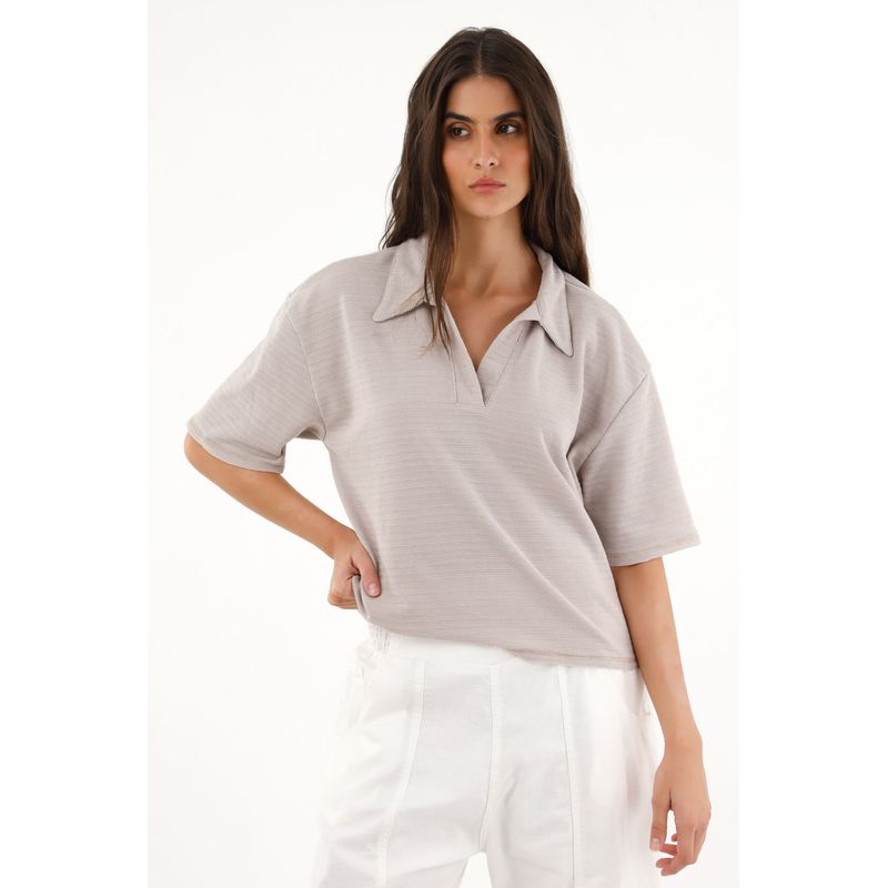 TOPMARK - Camiseta gris de silueta amplia para mujer