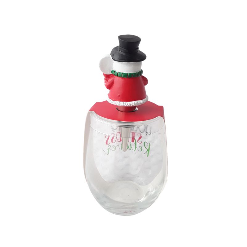 GENERICO - VASO DE VINO NAVIDEÑO MUÑECO DE NIEVE