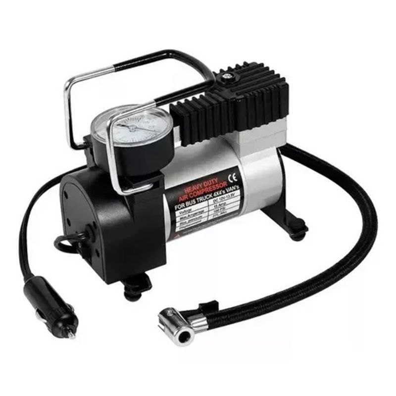 GENERICO - Mini Compresor De Aire Gris 12v 150 Psi Metalico Auto Cicla