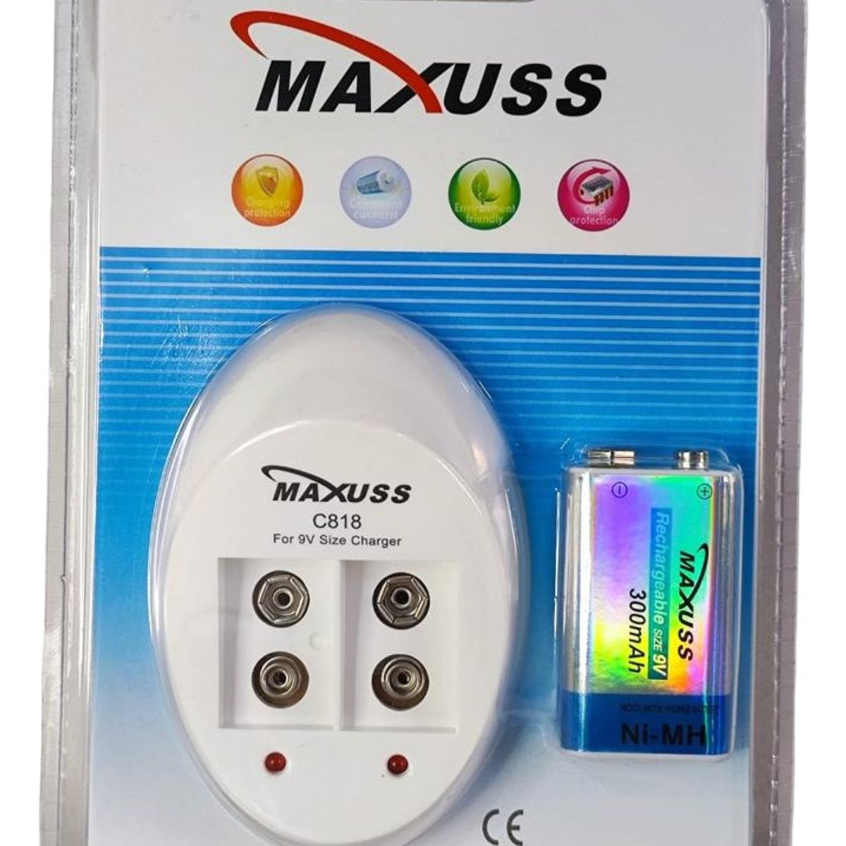 GENERICO - Cargador Dual Pila Batería 9v Recargable Cuadrada Li-ion