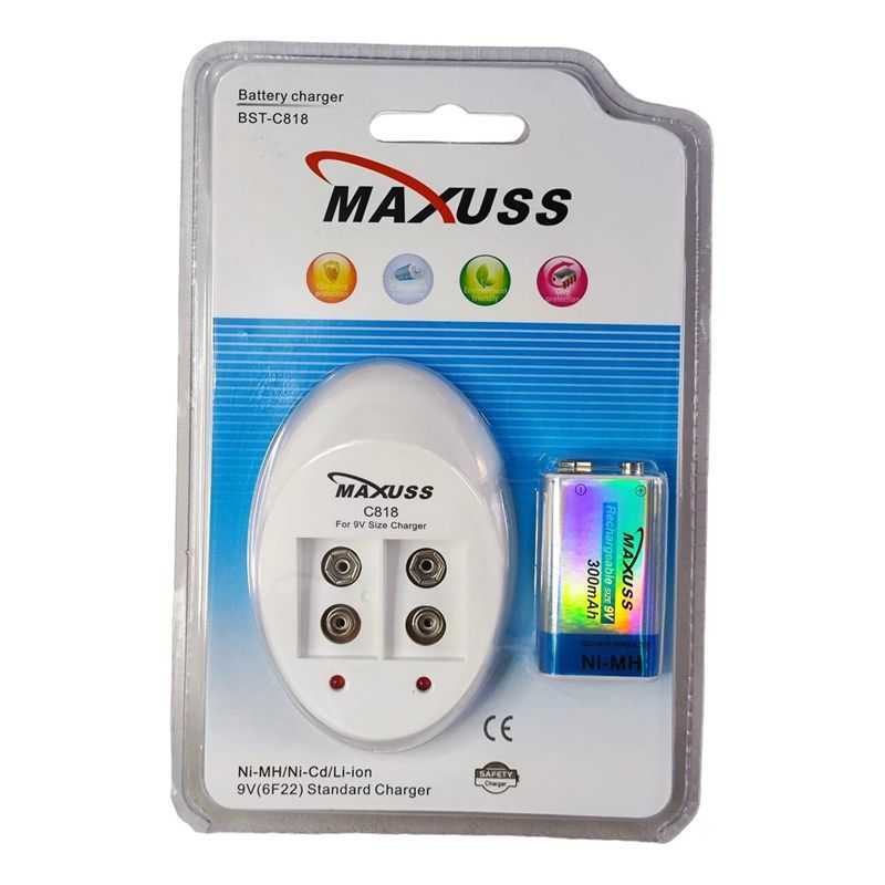 GENERICO - Cargador Dual Pila Batería 9v Recargable Cuadrada Li-ion