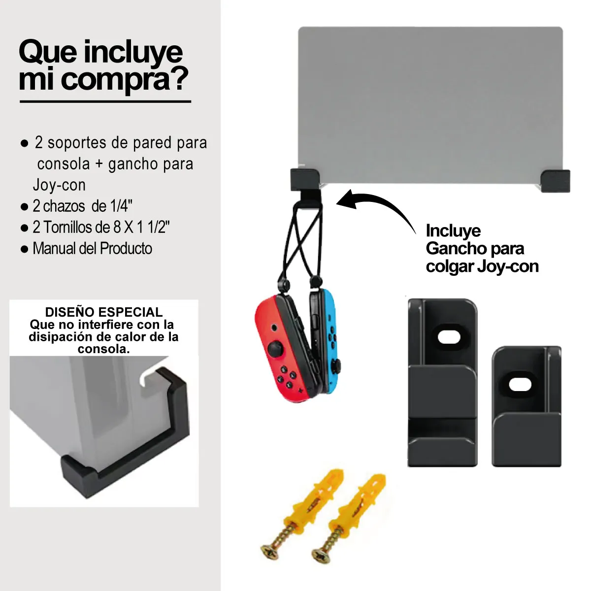 GENERICO - Soporte Base De Pared Para Nintendo Switch.