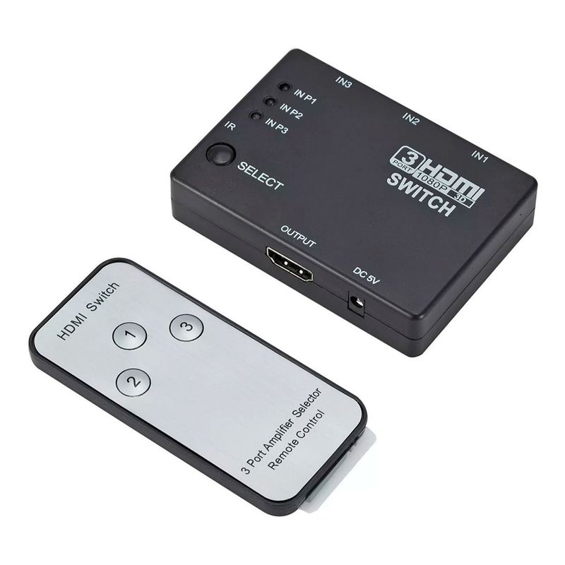 GENERICO - Hdmi Switch Multiplicador Selector 3x1 Full Hd 1080p Control