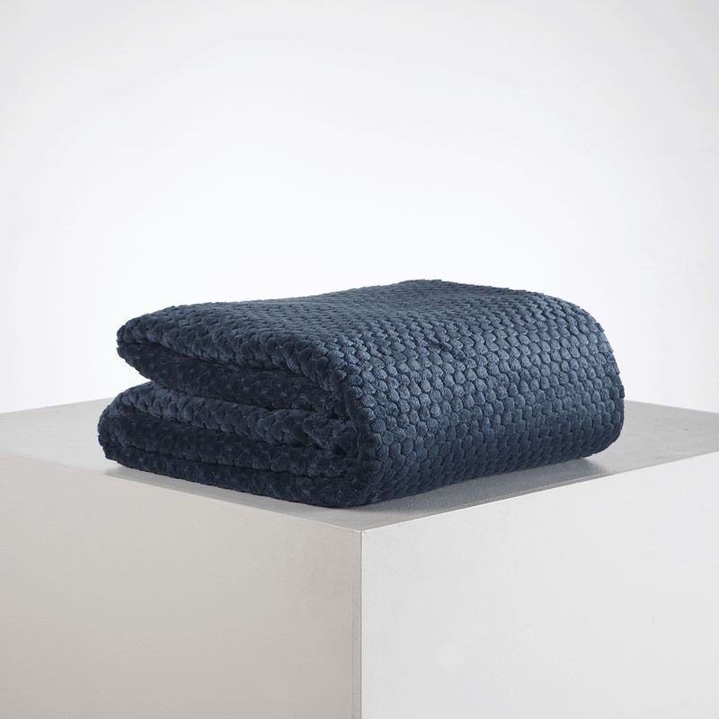 DISTRIHOGAR - Cobija Flannel Fleece 280 gr Bee Azul 140 x 200 cm