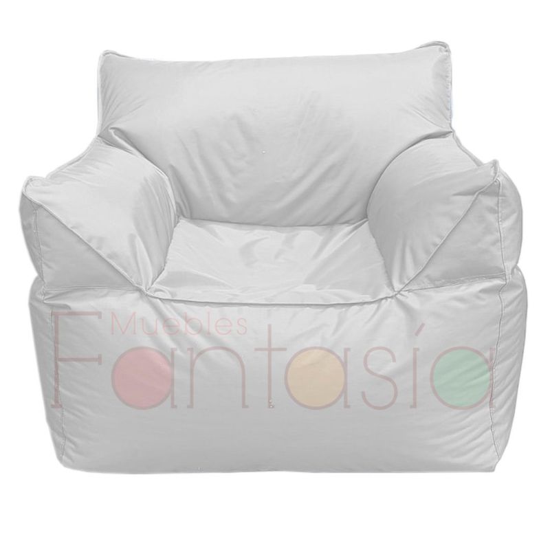 MUEBLES FANTASIA - Sofá Puff en Lona Blanco Impermeable Muebles Fantasía