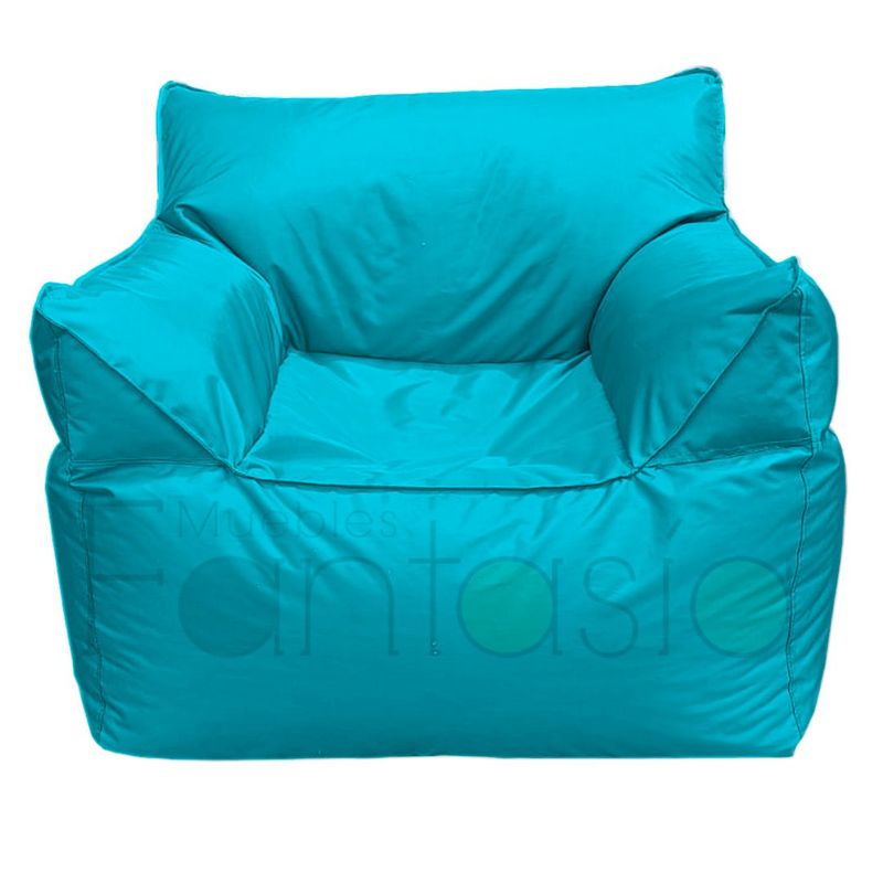 MUEBLES FANTASIA - Sofá Puff en Lona Celeste Impermeable Muebles Fantasía