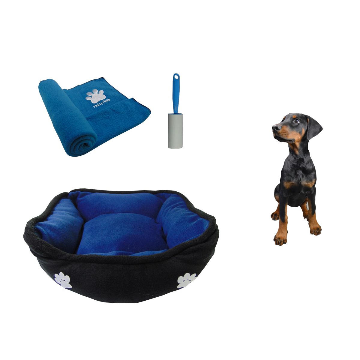 HALLY PET - Cama grande doble faz + cobija grande + quitamotas