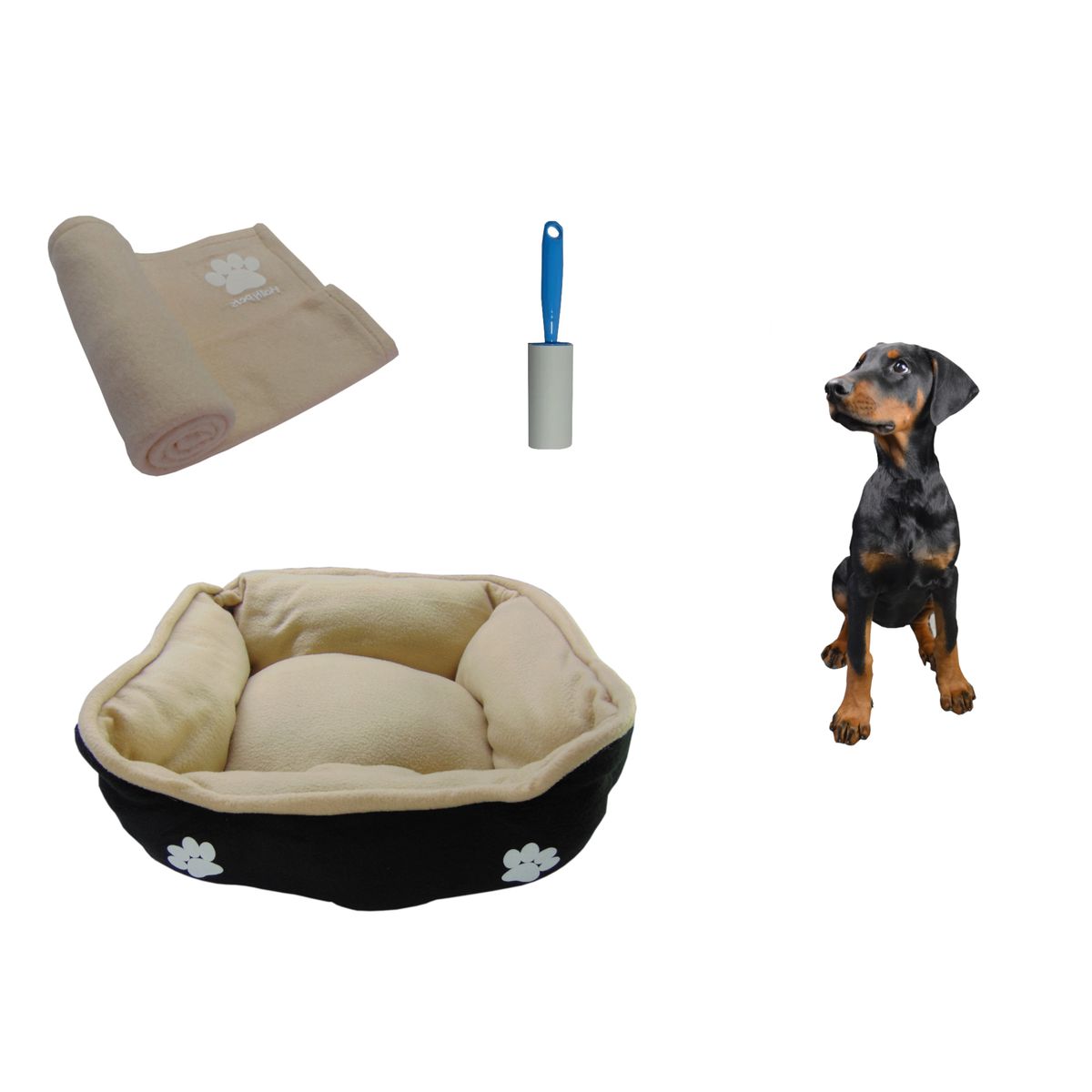 HALLY PET - Cama grande doble faz + cobija grande + quitamotas