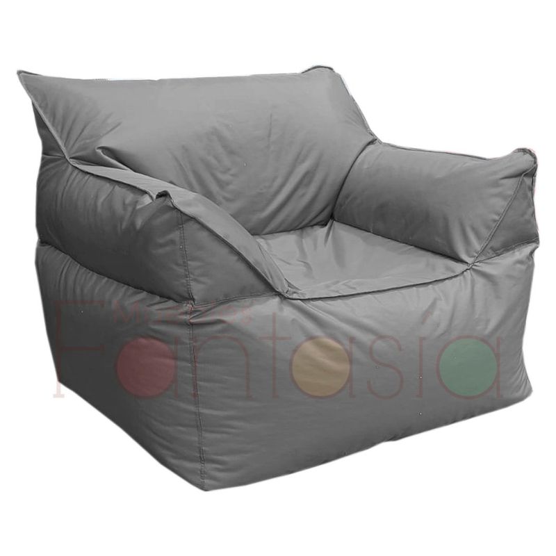 MUEBLES FANTASIA - Sofá Puff en Lona Gris Impermeable Muebles Fantasía
