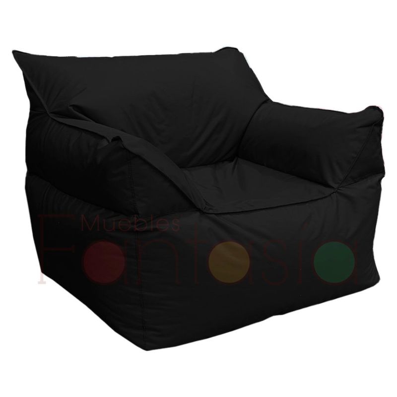 MUEBLES FANTASIA - Sofá Puff en Lona Negro Impermeable Muebles Fantasía