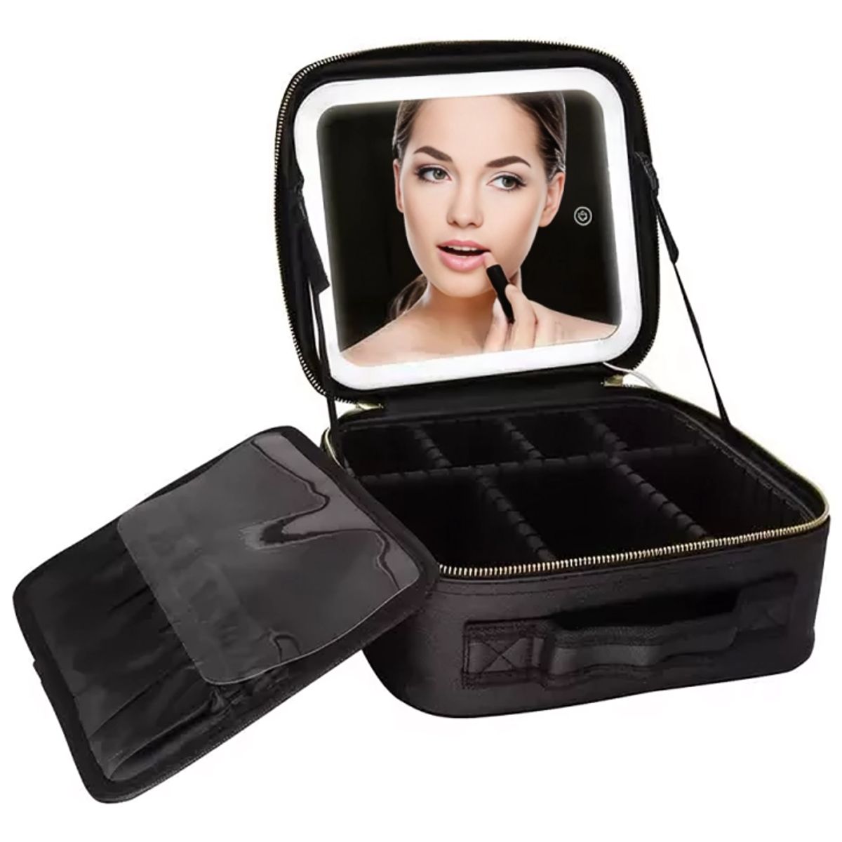 GENERICO - Organizador Maquillaje CY091 Estuche LED Espejo 7 Compartimentos