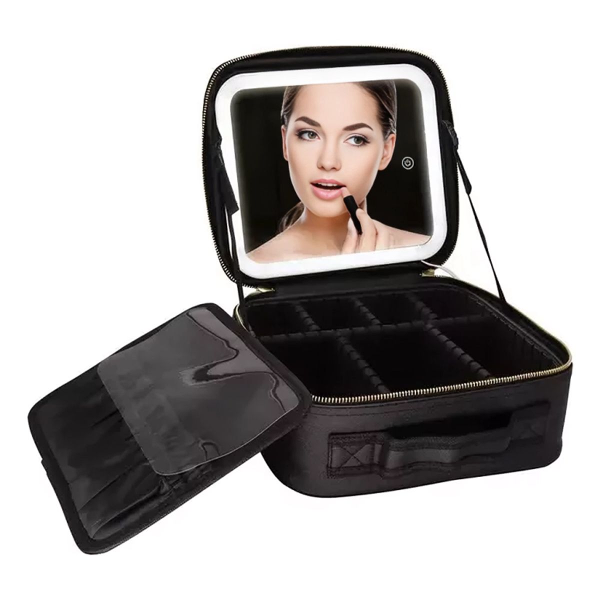 GENERICO - Organizador Maquillaje CY091 Estuche LED Espejo 7 Compartimentos