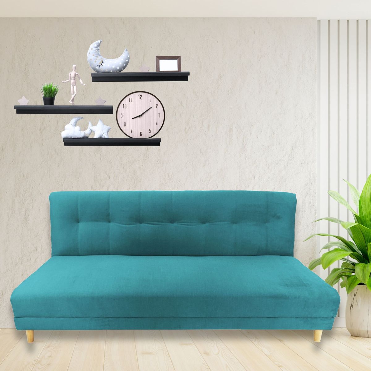 ESTILO RELAX - Sofa Cama Futon Cerezo - Pet Friendly y Antidluido - Turquesa