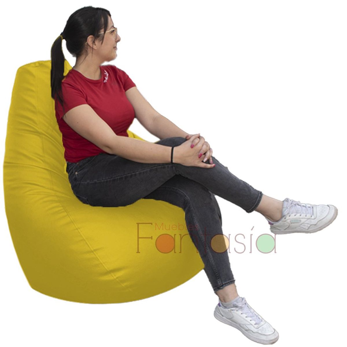 MUEBLES FANTASIA - Puff Pera Cuerotex Gigante AMARILLO