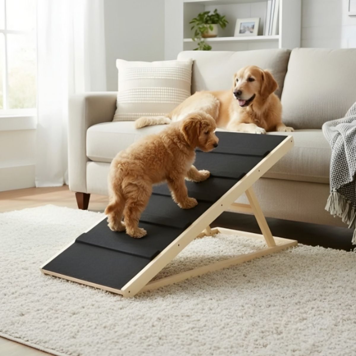 GENERICO - Rampa para mascotas con peldaños 130cm largo Tres alturas 50-60-70 centímetros