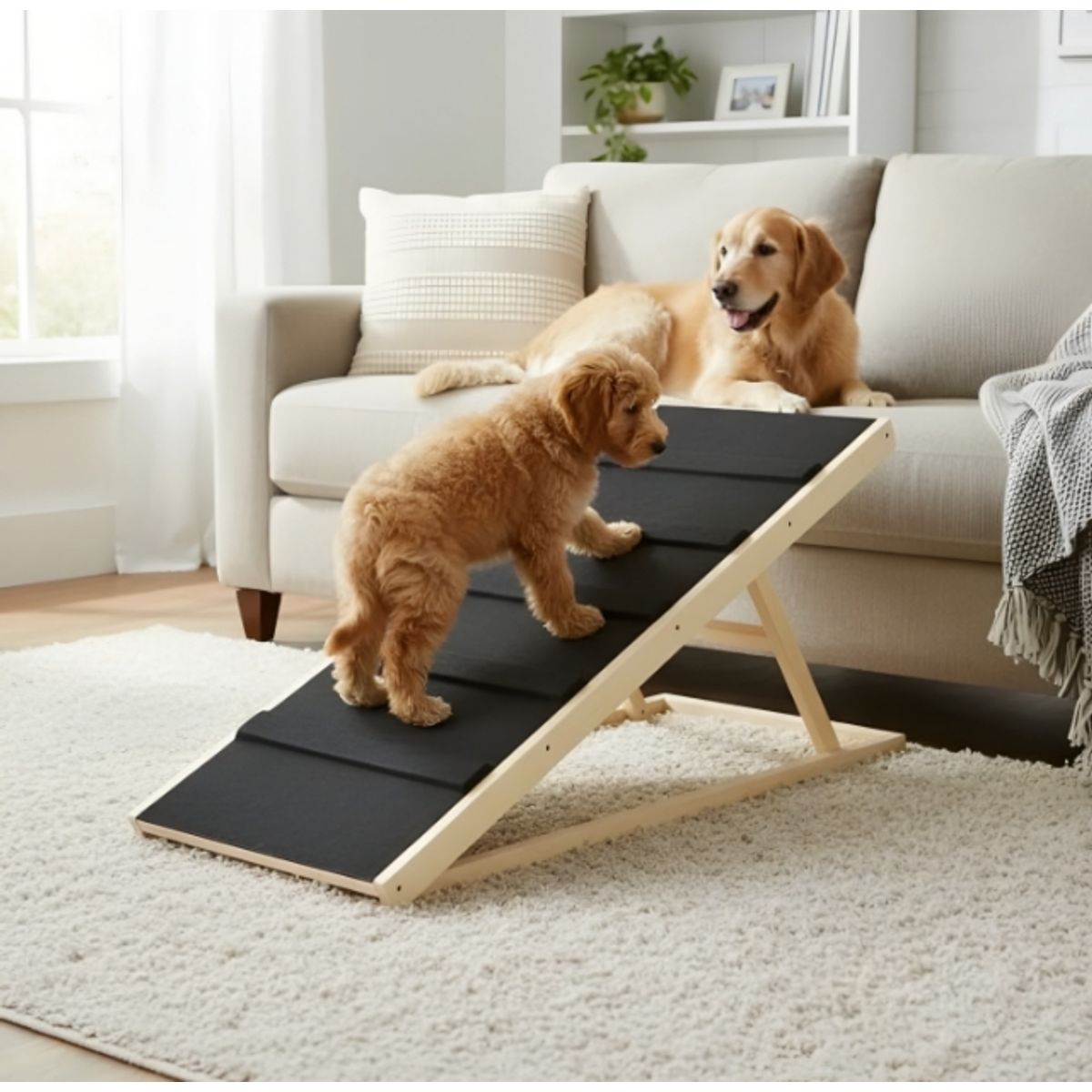 GENERICO - Rampa para mascotas con peldaños 130cm largo Tres alturas 50-60-70 centímetros