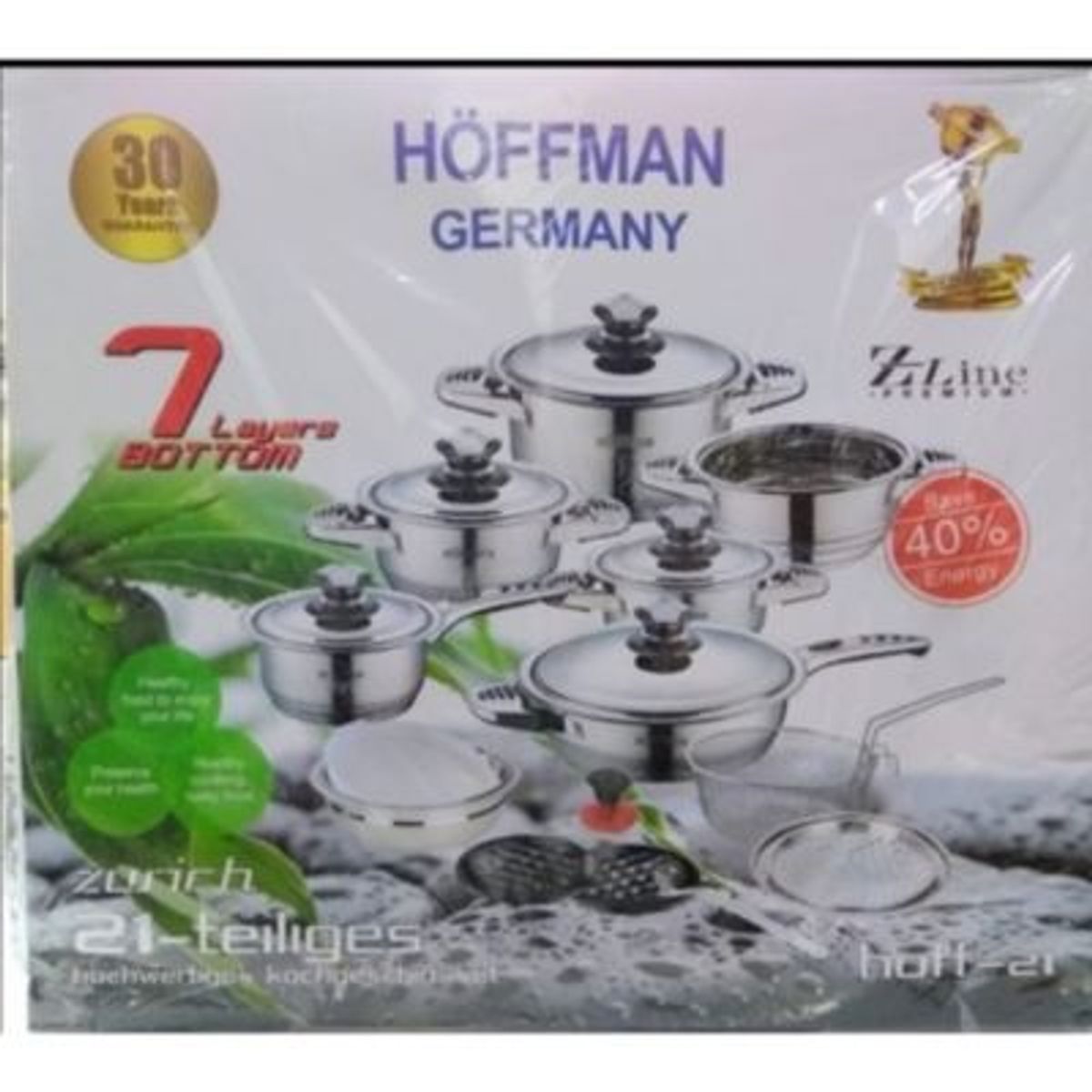 SWISSHOME DR HOFFMAN - Bateria De Ollas Acero Quirúrgico Hoffman 21 Piezas