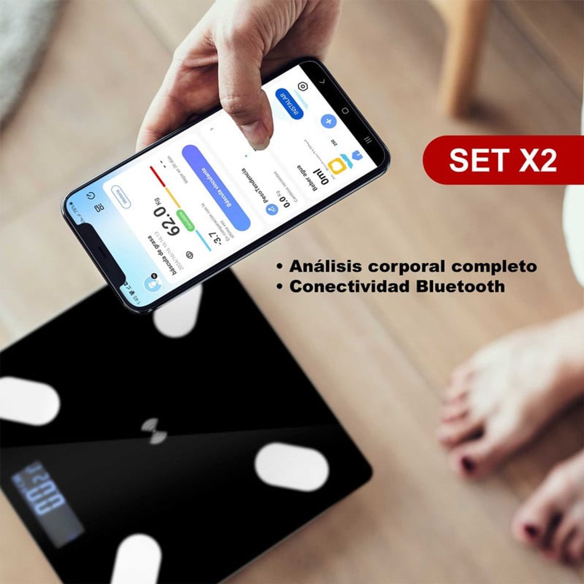 STYLE STARS - Set x2 Báscula Inteligente Bluetooth con App Pesa Digital