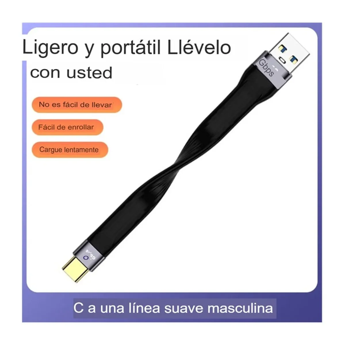 GENERICO - Cable De Datos Portatil de USB a Tipo C 10 Gbps De 13,8cm