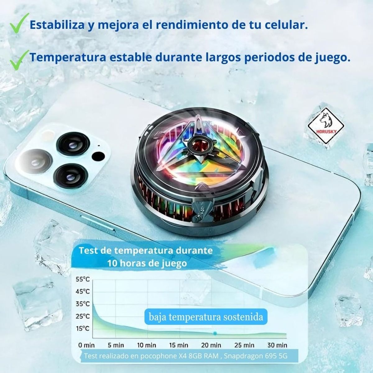 GENERICO - Ventilador Cooler Magnético Para Celular Horusky Ky9 Rgb