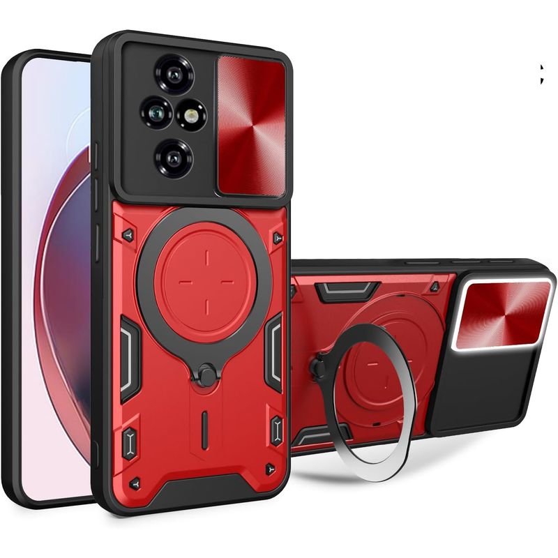 GENERICO - Estuche Armo Protección Camara Con Soporte Para Honor 200 5G  Rojo