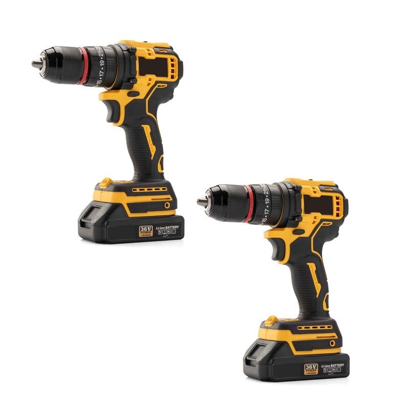ENERGY PLUS - Set x2 Taladro Inalámbrico 36V 14 Acc 2 Baterías Recargables