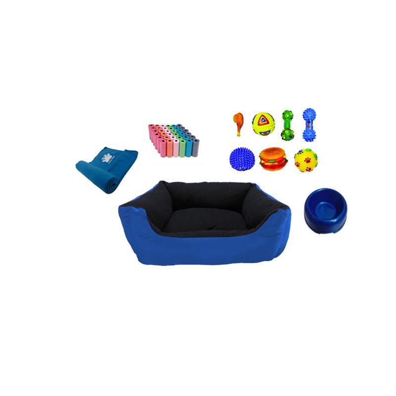 HALLY PET - Cama Mediana impermeable cobija bolsa dos juguetes comedero
