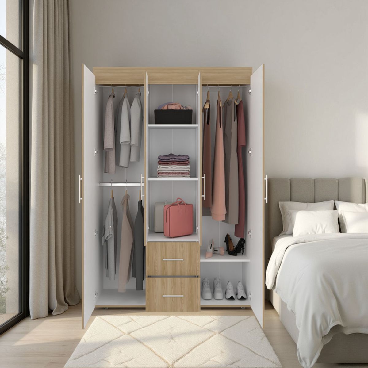 RTA MUEBLES - Closet Bariloche Eco 150 CDB 9493 Fresno Blanco RTA_.