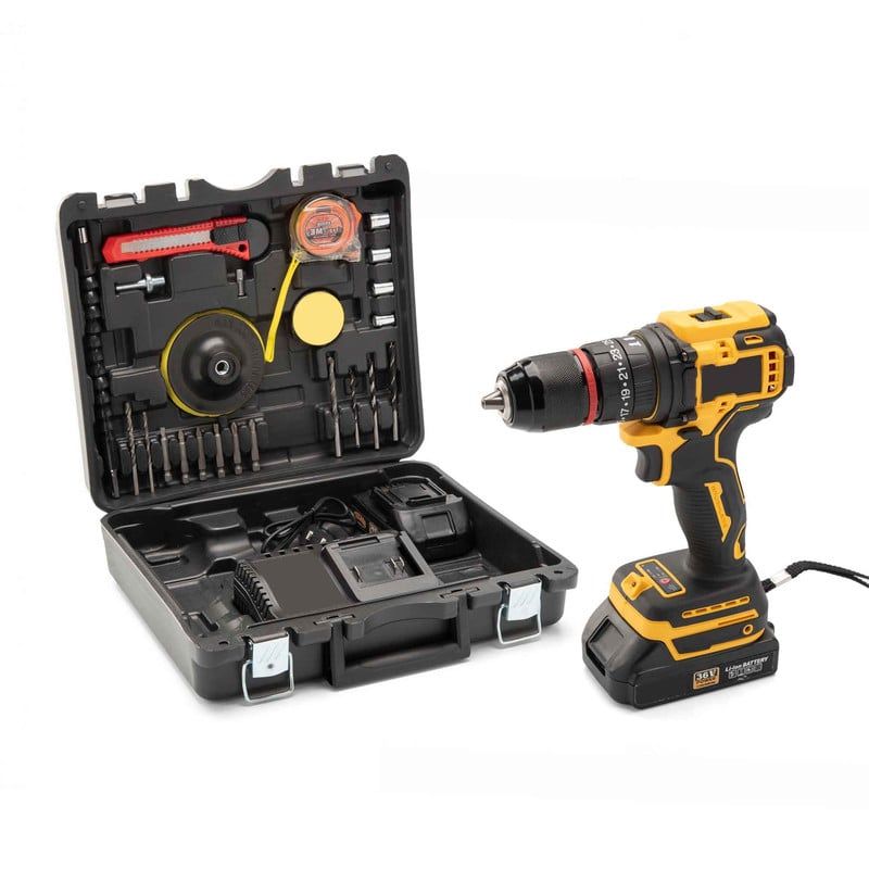 ENERGY PLUS - Taladro Inalámbrico 36V 14 Accesorios 2 Baterías Recargables