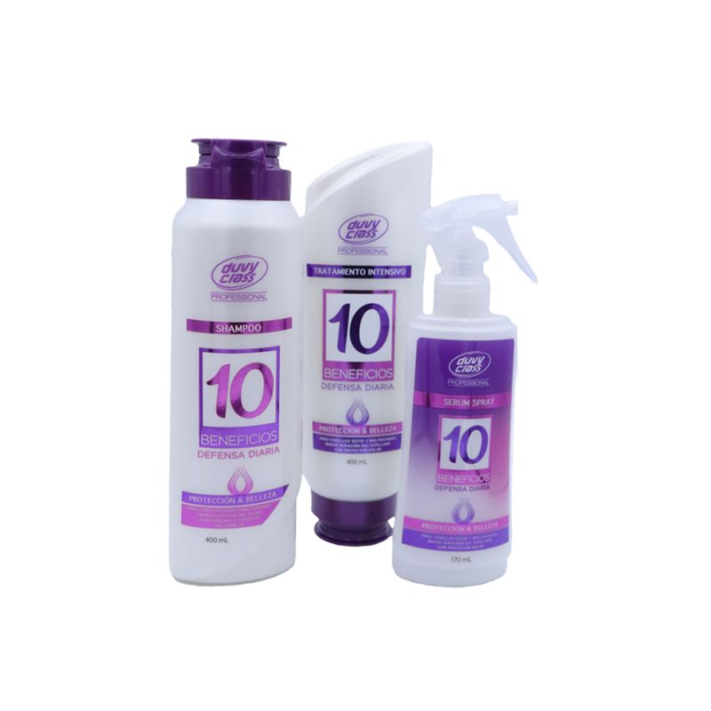DUVYCLASS - Kit 10 Beneficios (Shampoo 1O Beneficios - Tratamiento 10 Beneficios  Serum Spray 1O Beneficios)