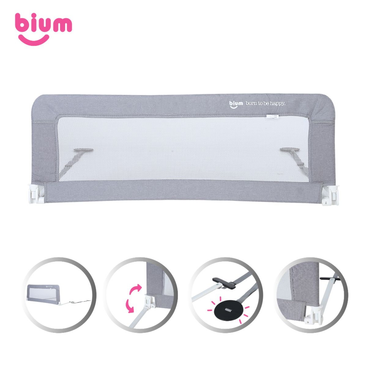 BIUM - Baranda De Cama Para Bebe Con Correa Ajustable Blanca Bium