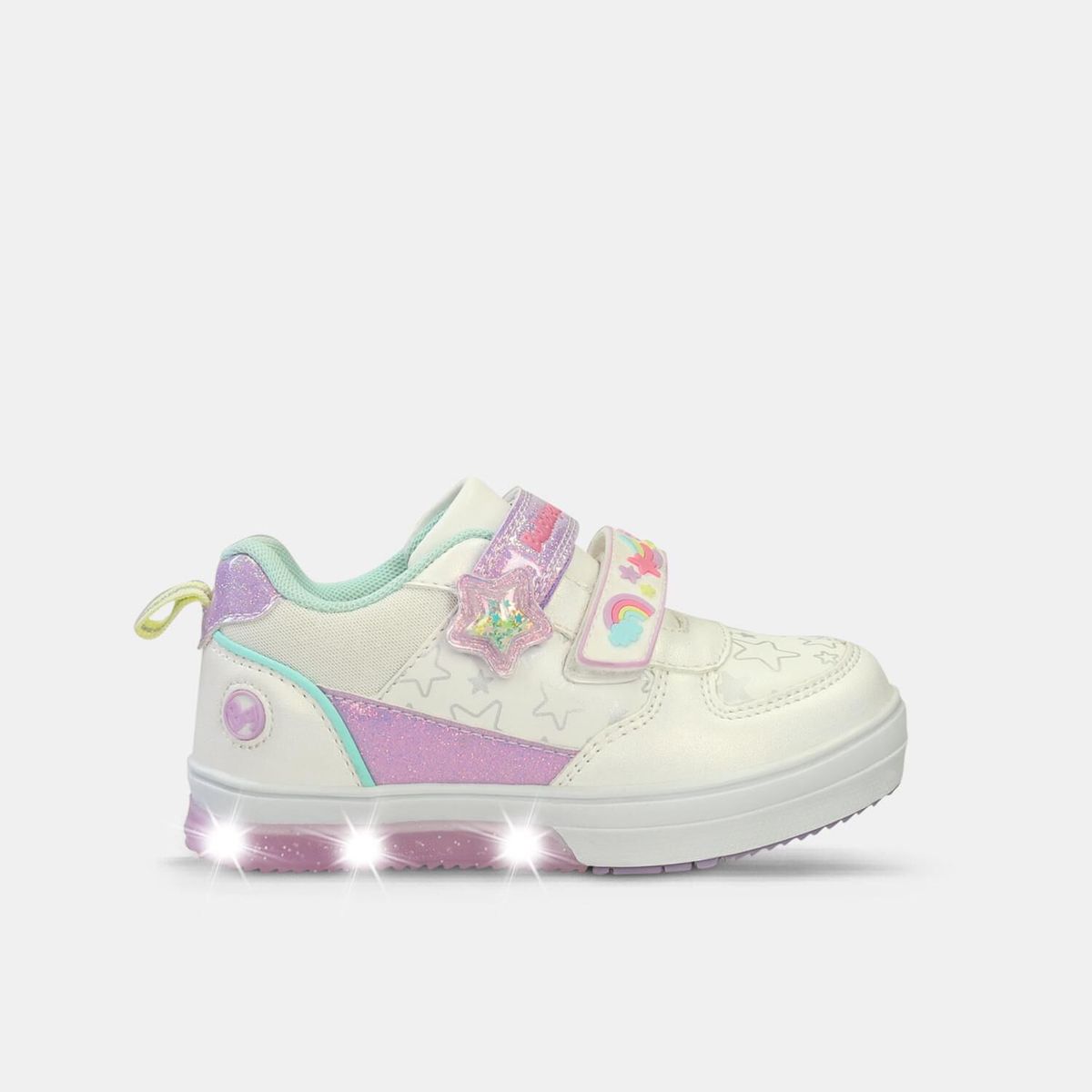 BUBBLE GUMMERS - Tenis Infantil Con Luces Con Luces Con Luces Para Niña Bubblegummers Blanco-Lila Sixta