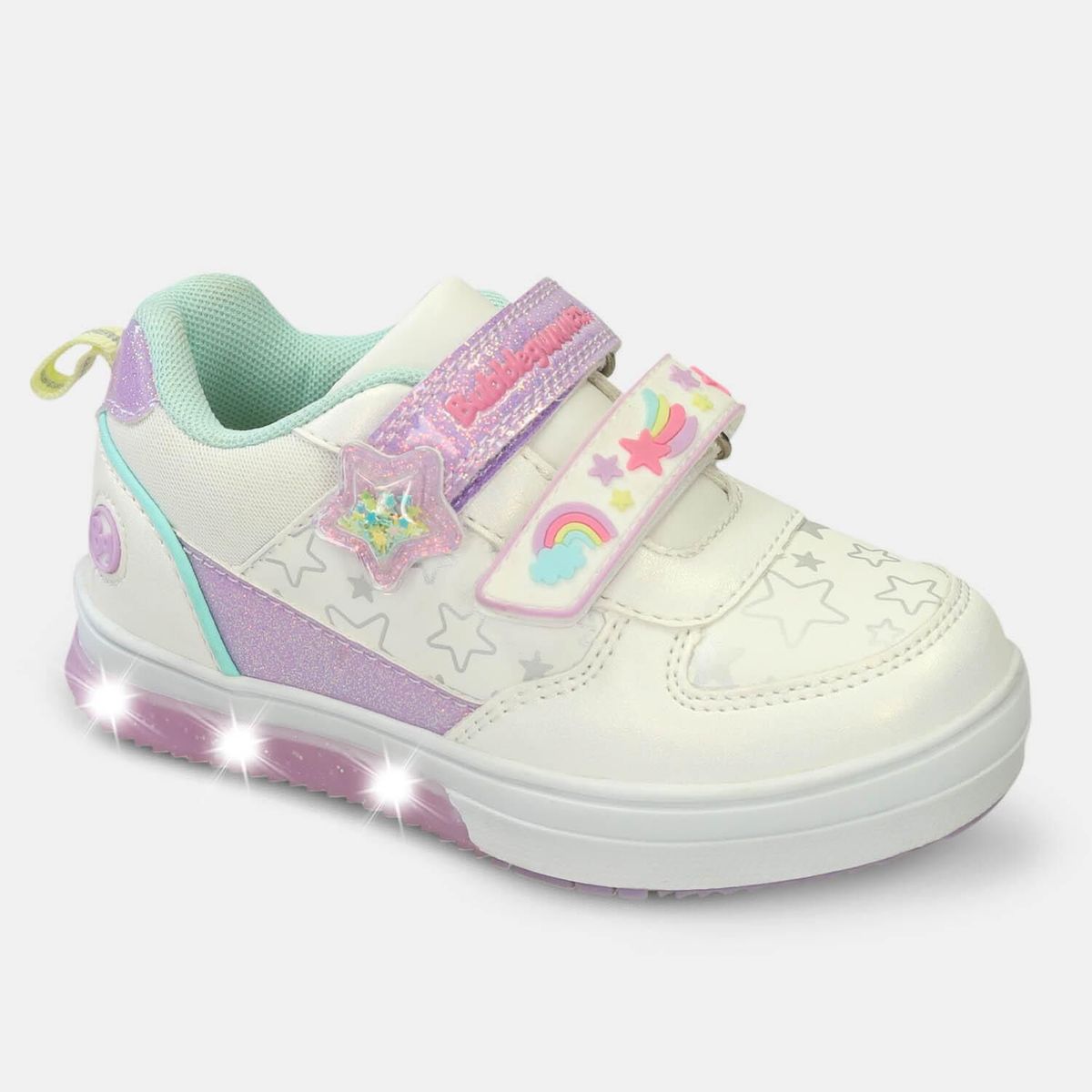 BUBBLE GUMMERS - Tenis Infantil Con Luces Con Luces Con Luces Para Niña Bubblegummers Blanco-Lila Sixta