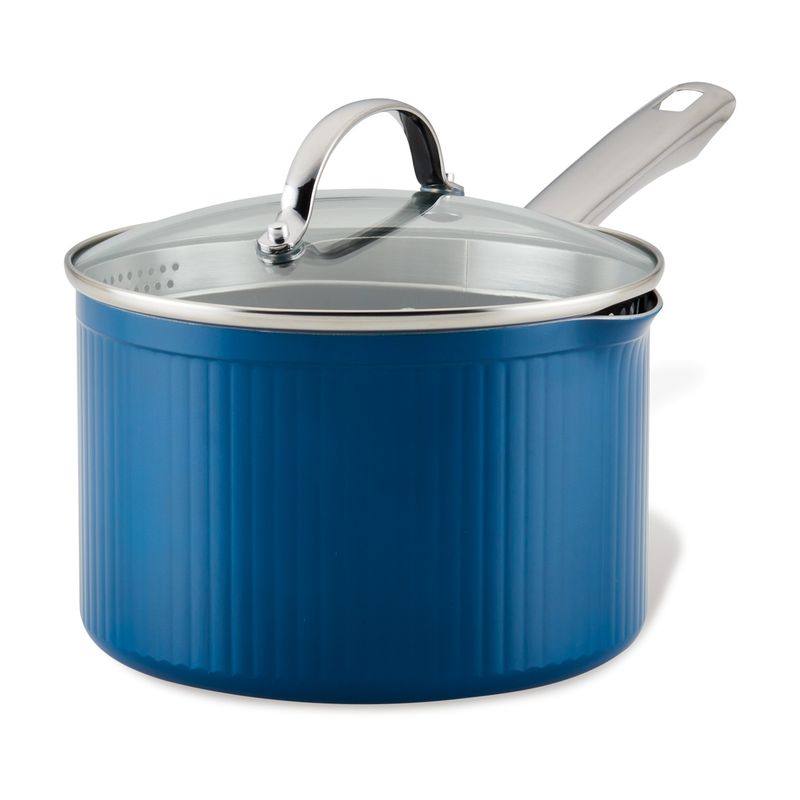 FARBERWARE - Perol antiadherente 18cm con tapa Farberware azul