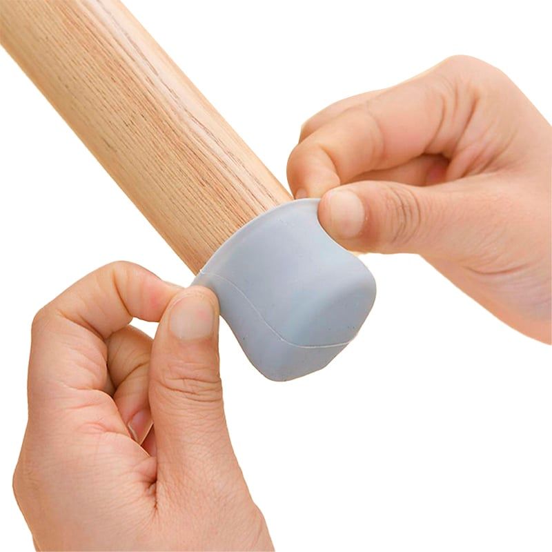 GENERICO - Set protector de Pisos en Silicona Color Gris para las Patas de Sillas o Mesas