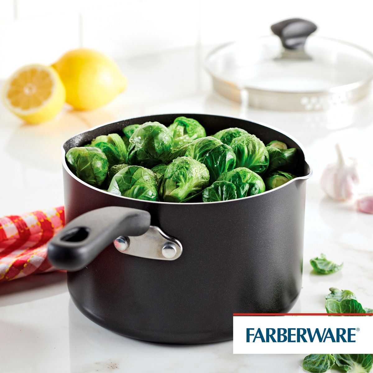 FARBERWARE - Perol  18cm con tapa, antiad. DiamondMax®. Farberware negro.