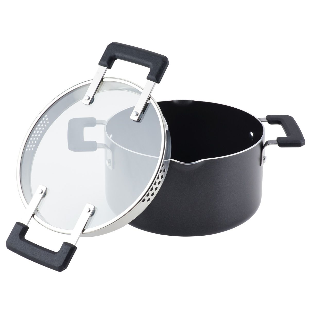 FARBERWARE - Olla 24 cm tapa de vidrio templado, escurridor DiamondMax® Faberware