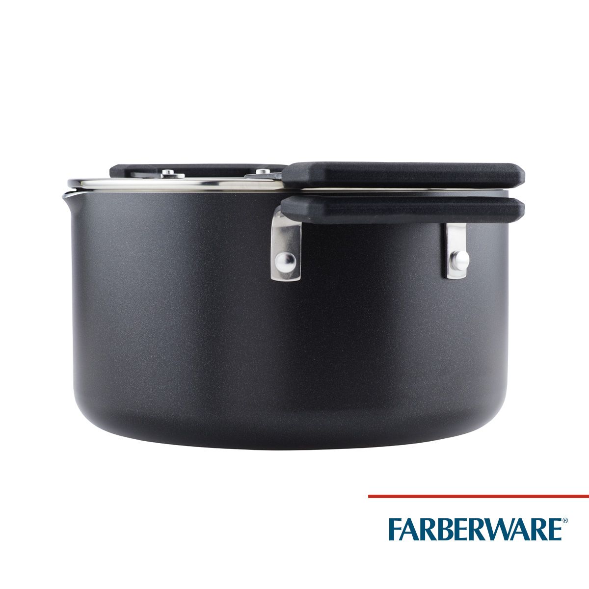 FARBERWARE - Olla 24 cm tapa de vidrio templado, escurridor DiamondMax® Faberware
