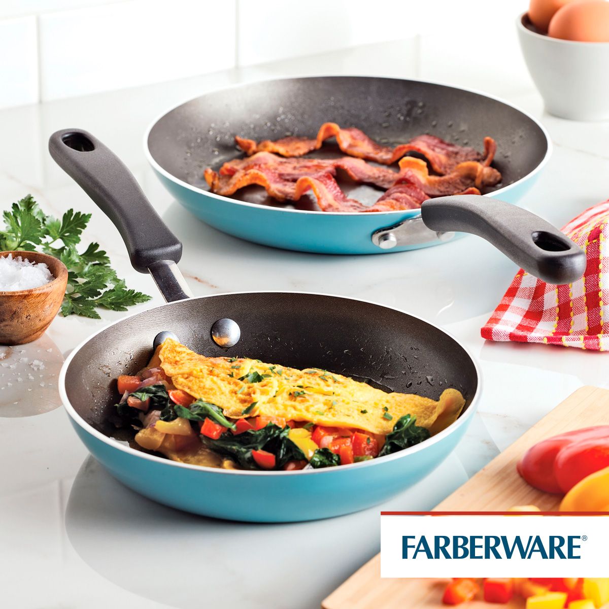 FARBERWARE - Set sartenes 21cm y 25cm Antiad DiamondMax® Farberware azul aqua