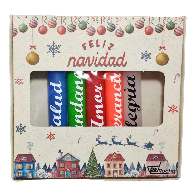 GENERICO - Velitas Navideñas Caja X5 Unidades Personalizadas 5 Deseos