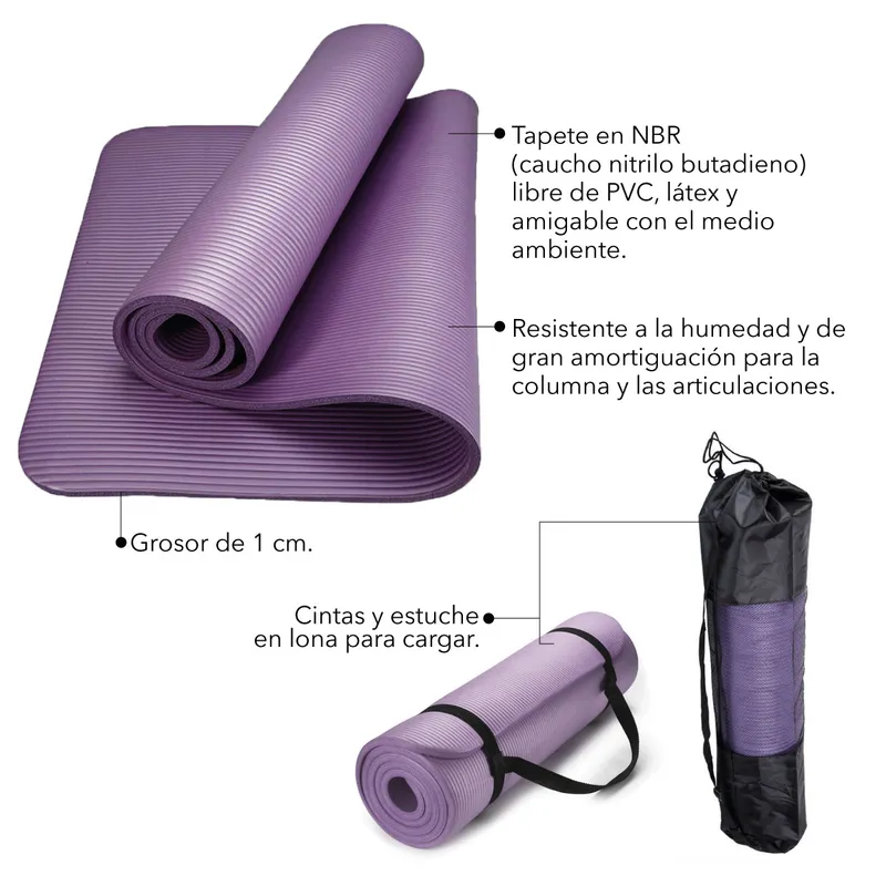 GENERICO - Tapete Yoga Morado de 1 cm de Grosor con Estuche